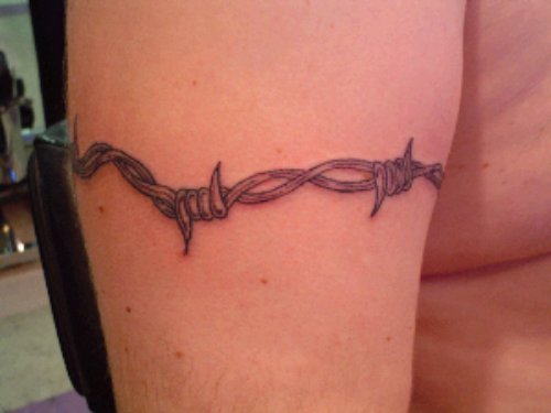 Barbed Wire Tattoo On Man Bicep